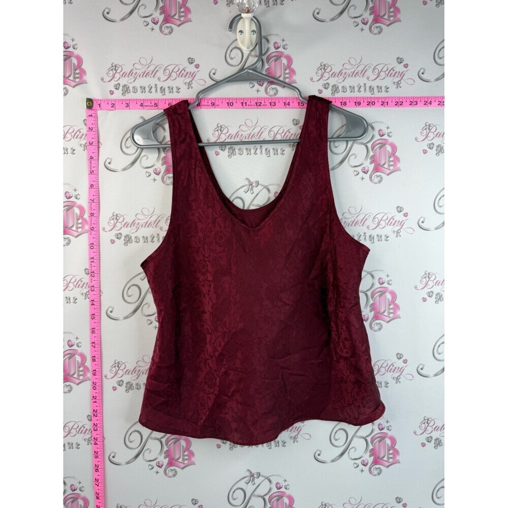 Linda Lace Scoop Neck Tank with a vibrant Burgundy and faded floral design